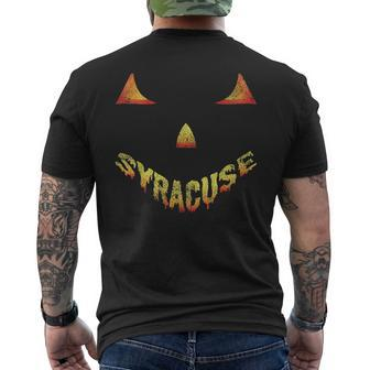 Vintage Syracuse Halloween Scary Pumpkin Face Pumpkin Funny Gifts Mens Back Print T-shirt | Mazezy