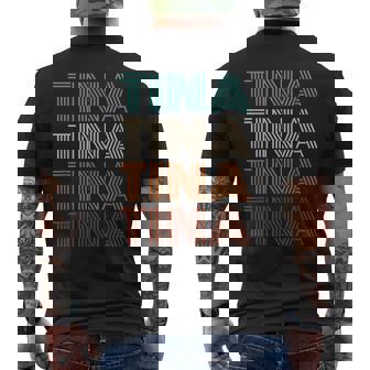 Vintage Tina First Name Pattern Tina Mens Back Print T-shirt | Mazezy