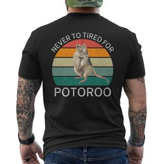 Vintage Never To Tired For Potoroo Retro Potoroo Lover Men's T-shirt Back Print | Mazezy