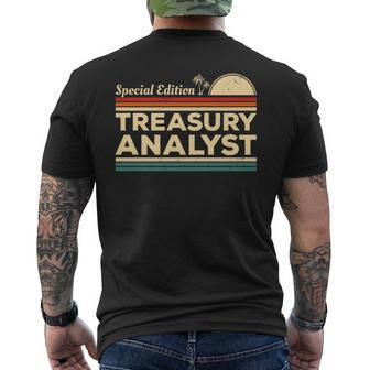 Vintage Treasury Analyst Men's T-shirt Back Print | Mazezy