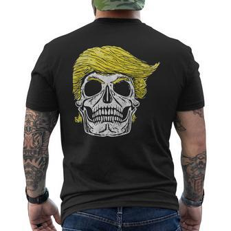 Vintage Trump Hair Skull Funny Halloween Graphic Halloween Funny Gifts Mens Back Print T-shirt | Mazezy
