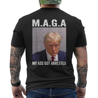 Vintage Trump Shot My Ass Got Arrested Men's T-shirt Back Print | Mazezy