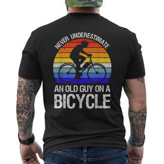 Vintage Never Underestimate An Old Guy On A Bicycle Cyclist Men's T-shirt Back Print | Mazezy