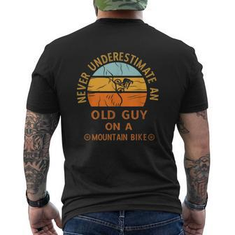 Vintage Never Underestimate An Old Guy On A Mountain Bike Men's T-shirt Back Print | Seseable CA