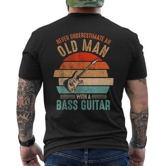 Vintage Never Underestimate An Old Man With A Bass Guitar Men's T-shirt Back Print - Seseable