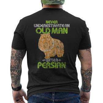 Vintage Never Underestimate An Old Man With A Persian Cat Men's T-shirt Back Print - Monsterry AU