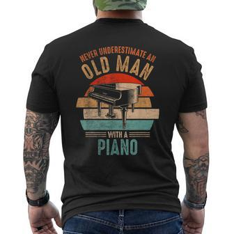 Vintage Never Underestimate An Old Man With A Piano Men's T-shirt Back Print - Seseable