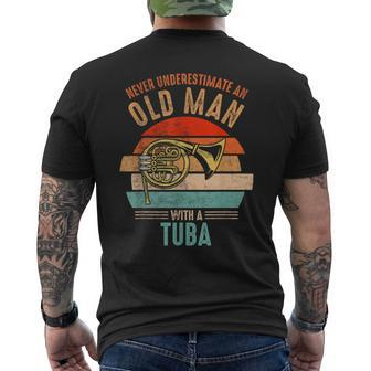 Vintage Never Underestimate An Old Man With A Tuba Men's T-shirt Back Print - Seseable