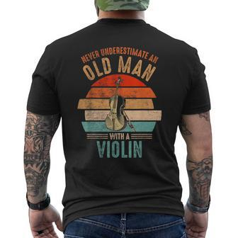 Vintage Never Underestimate An Old Man With A Violin Men's T-shirt Back Print - Seseable