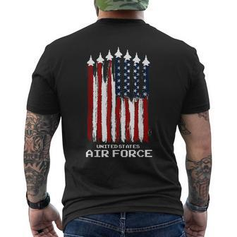 Vintage Us Air Force Veterans Usa American Flag 4Th Of July Men's T-shirt Back Print - Seseable