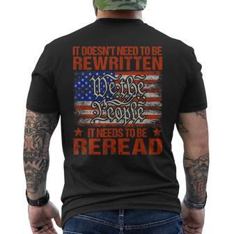 Vintage Us American Flag It Needs To Be Reread We The People Mens Back Print T-shirt | Mazezy