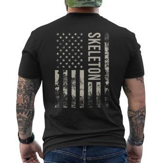 Vintage Us American Flag Skeleton Mens Back Print T-shirt | Mazezy