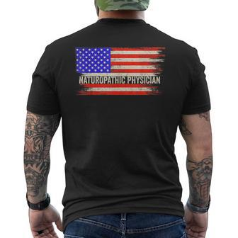 Vintage Usa American Flag Naturopathic Physician Patriotic Men's T-shirt Back Print | Mazezy