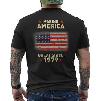 Vintage Usa Flag 1979 Old Retro 40Th Birthday Gift 40Th Birthday Funny Gifts Mens Back Print T-shirt | Mazezy