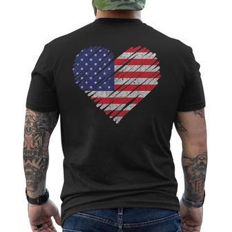 Vintage Usa Flag 4Th Of July Heart American Patriotic Mens Back Print T-shirt | Mazezy AU