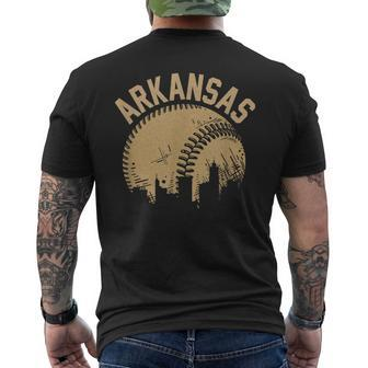Vintage Usa State Fan Player Coach Arkansas Baseball Men's T-shirt Back Print | Mazezy