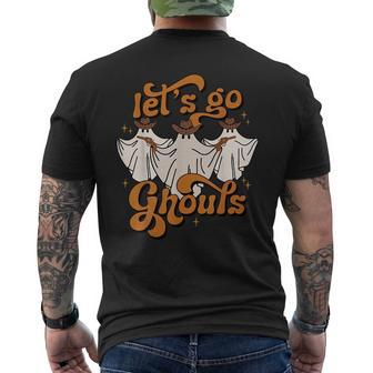 Vintage Western Lets Go Ghouls Halloween Outfit Costumes Halloween Funny Gifts Mens Back Print T-shirt | Mazezy