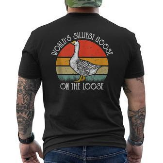 Vintage Worlds Silliest Goose On The Loose Funny Mens Back Print T-shirt | Mazezy