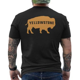 Vintage Yellowstone National Park Retro Bison Souvenir Men's T-shirt Back Print | Mazezy