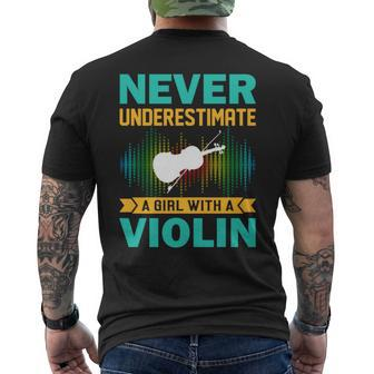 Violin Gift Never Underestimate A Girl With A Violin Mens Back Print T-shirt - Seseable