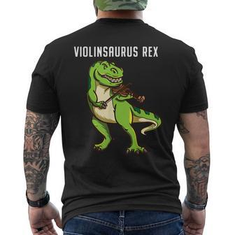 Violinist T Rex Dinosaur Violin Viola Music Lover Men's T-shirt Back Print | Mazezy
