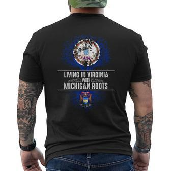 Virginia Home Michigan Roots State Tree Flag Love Gift Mens Back Print T-shirt | Mazezy