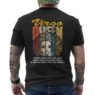 Virgo Queen Birthday Knows More Than She Says Men's T-shirt Back Print | Mazezy