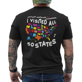 I Visited All 50 States Us Map Travel Challenge Men's T-shirt Back Print - Seseable