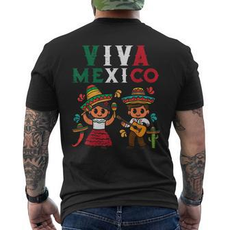 Viva Mexico Boy Girl Maracas Guitar Mexican Independence Kid Guitar Funny Gifts Mens Back Print T-shirt | Mazezy