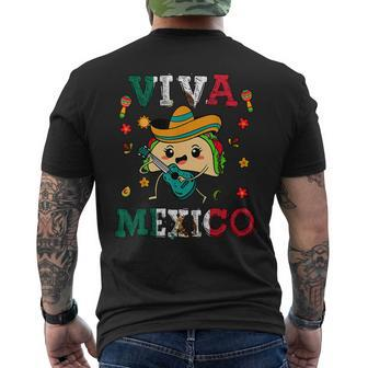 Viva Mexico Mexican Flag Independence Day Cute Taco Men's T-shirt Back Print - Monsterry