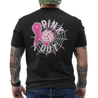 Volleyball Pink Out Pink Ribbon Breast Cancer Awareness Men's T-shirt Back Print - Seseable