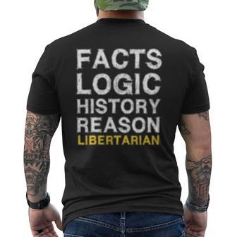 Votegold Vintage Distressed Libertarian - Facts & Logic Mens Back Print T-shirt | Mazezy