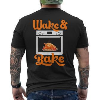 Wake Bake Turkey Feast Meal Dinner Chef Thanksgiving Men's T-shirt Back Print - Thegiftio UK