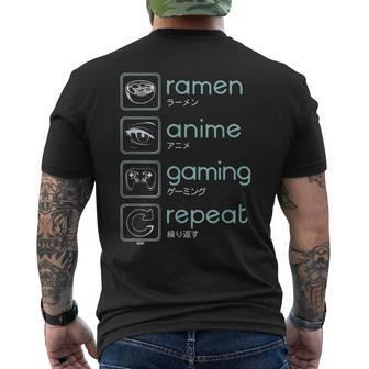 Wakeup Gaming Again Ramen Anime Gaming Restart Mens Back Print T-shirt - Seseable