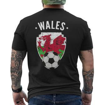 Wales Soccer Wales Flag Football Welsh Pride Roots Mens Back Print T-shirt | Mazezy