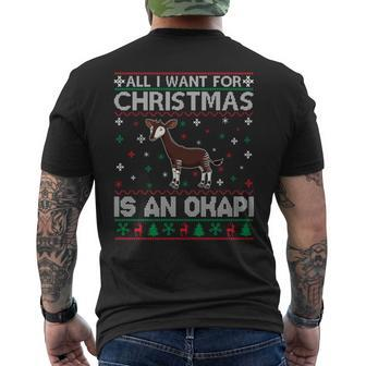 All I Want For Christmas Is An Okapi Ugly Xmas Sweater Men's T-shirt Back Print | Mazezy