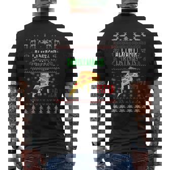 All I Want For Christmas Is Pizza Ugly Christmas Sweaters Men's T-shirt Back Print - Monsterry