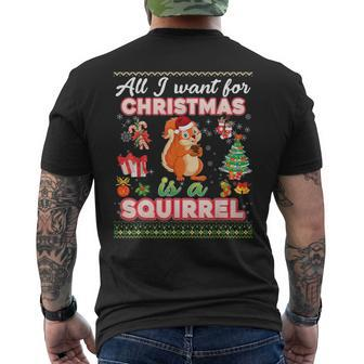 All I Want For Christmas Is A Squirrel Ugly Sweater Farmer Men's T-shirt Back Print - Monsterry AU