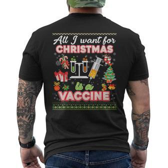 All I Want For Christmas Is A Vaccine Ugly Sweater Dinner Men's T-shirt Back Print - Monsterry DE
