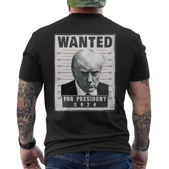 Wanted Donald Trump For President 2024 Trump Shot Men's T-shirt Back Print | Mazezy