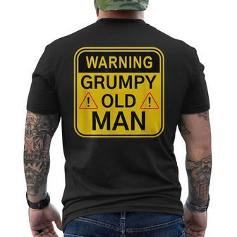 Warning Grumpy Old Man Warning Sign Men's Back Print T-shirt | Mazezy
