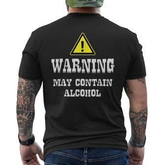 Warning May Contain Alcohol Mens Back Print T-shirt | Mazezy