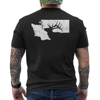 Washington Elk Hunting T Bull Elk State Shape Men's T-shirt Back Print | Mazezy