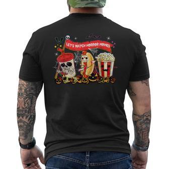 Lets Watch Horror Movies Halloween Ghost Skeleton Men's T-shirt Back Print | Mazezy DE