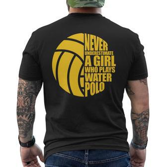 Water Polo Never Underestimate A Girl Who Plays Water Polo Mens Back Print T-shirt - Seseable