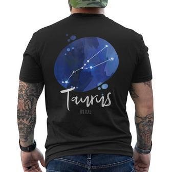 Watercolor Taurus Constellation Astrological Sign Gift Mens Back Print T-shirt - Thegiftio UK