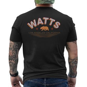 Watts Los Angeles Neighborhood Cali Bear T Men's T-shirt Back Print | Mazezy