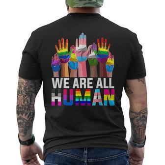 We Are All Human Lgbt Flag Gay Pride Month Transgender Flag Mens Back Print T-shirt | Mazezy