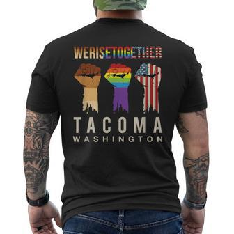 We Rise Together Lgbt Tacoma Pride Washington Social Justice Mens Back Print T-shirt | Mazezy