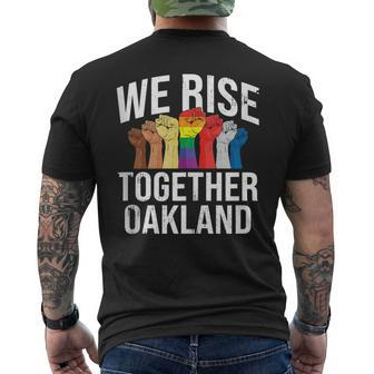 We Rise Together Oakland Lgbtq California Pride Month Mens Back Print T-shirt | Mazezy